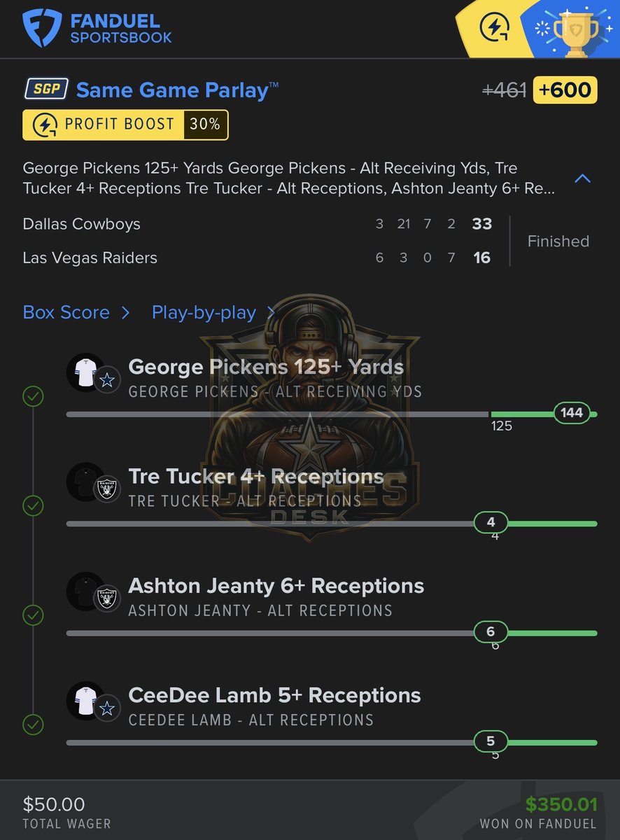Coach cashes #NFL Monday Night Football plays while cheering on his #DallasCowboys 🏈🤑

✅+105 Builder
✅+600 HT Live Play

<a href="/TheCoachesDesk/">Coach 🔔</a>

Save 30% when you sign up today ⬇️

📲 Promo Code: LEVELS

🔗 Sign Up Link: tinyurl.com/59brbx48

#GamblingX #LevelsPicks