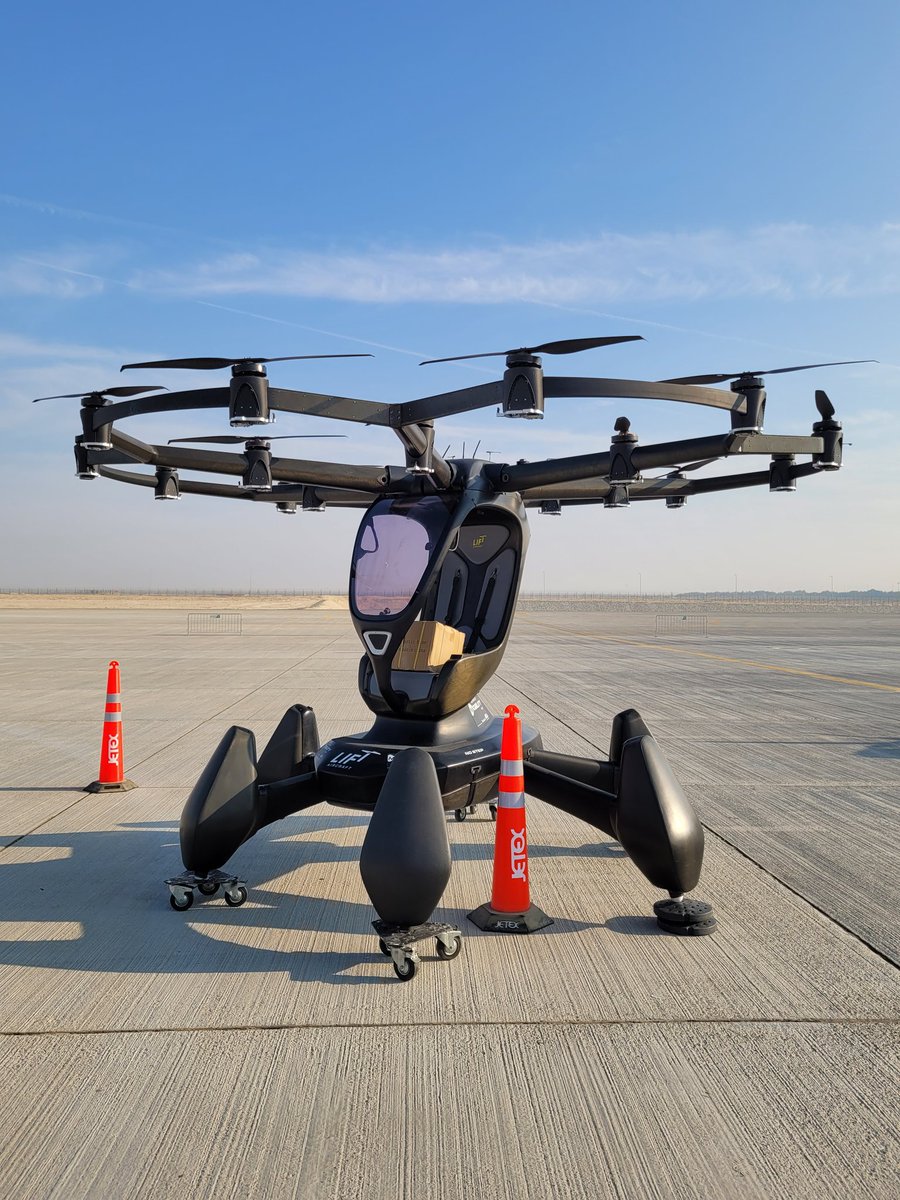 More eVTOLs here at #DAS25 on static on Day 2 - including a firefighting eHang #DubaiAirshow