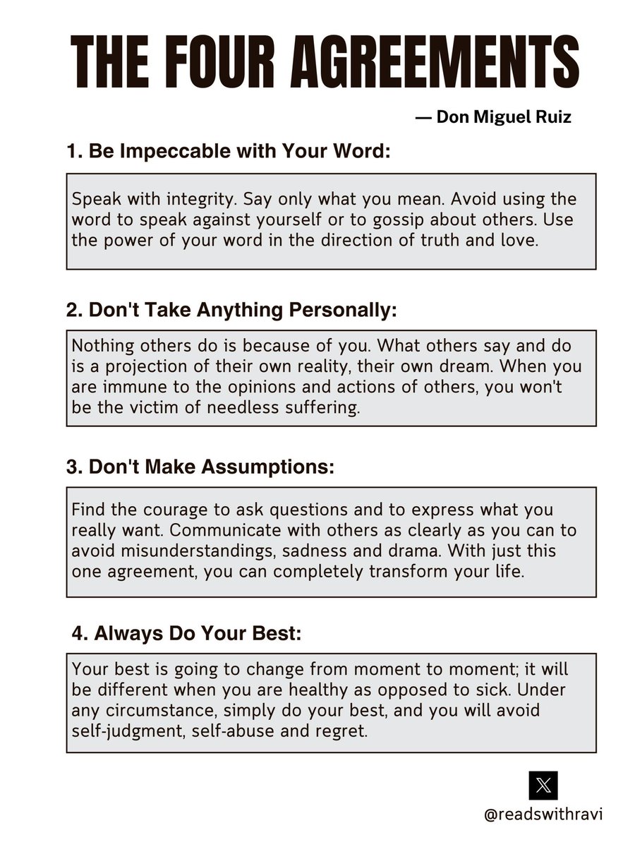 readswithravi's tweet image. The Four Agreements ‼️