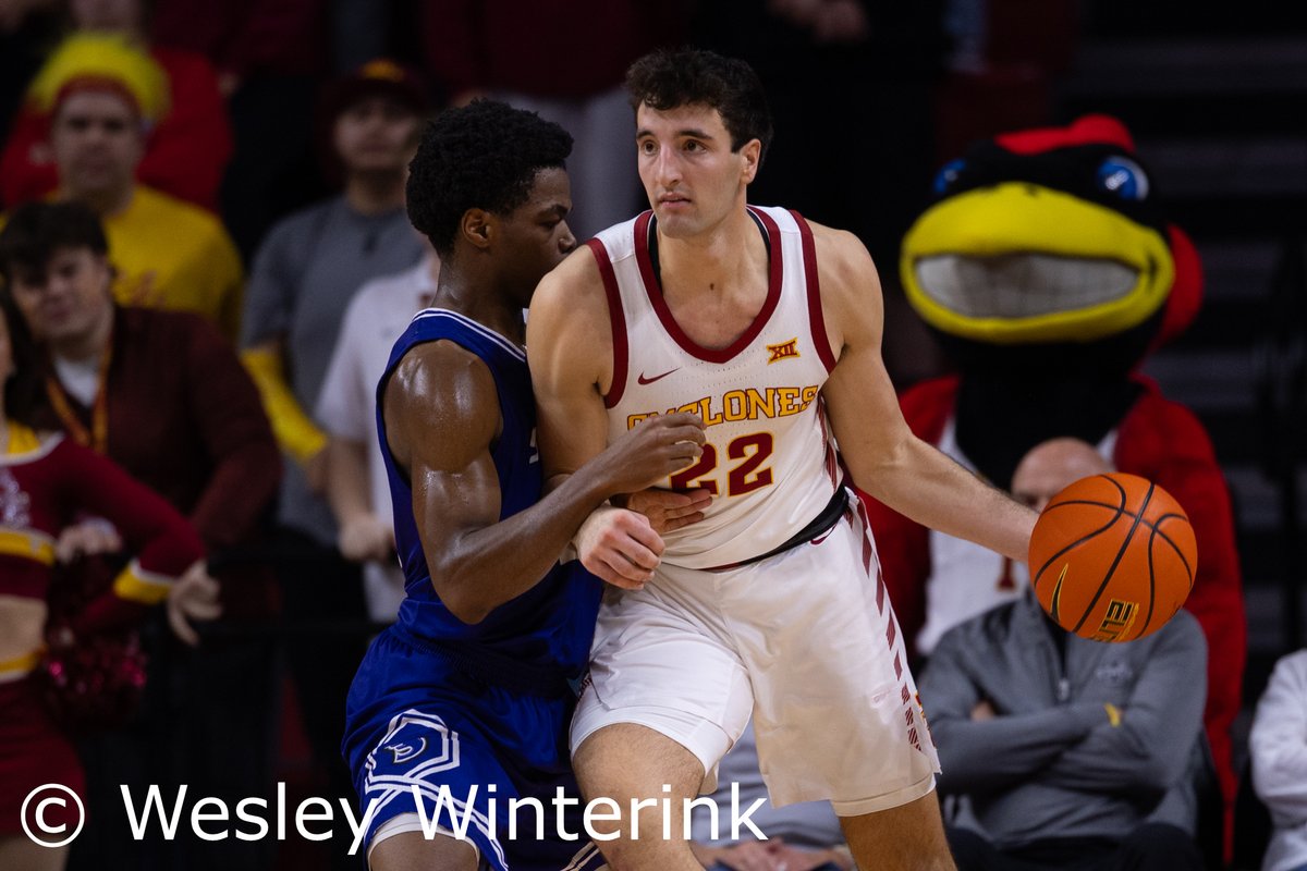 WesleyWinterink's tweet photo. Iowa State defeats Stonehill College 96-57 at Hilton Coliseum on 11/17/2025. https://t.co/M9GAZNhb4i