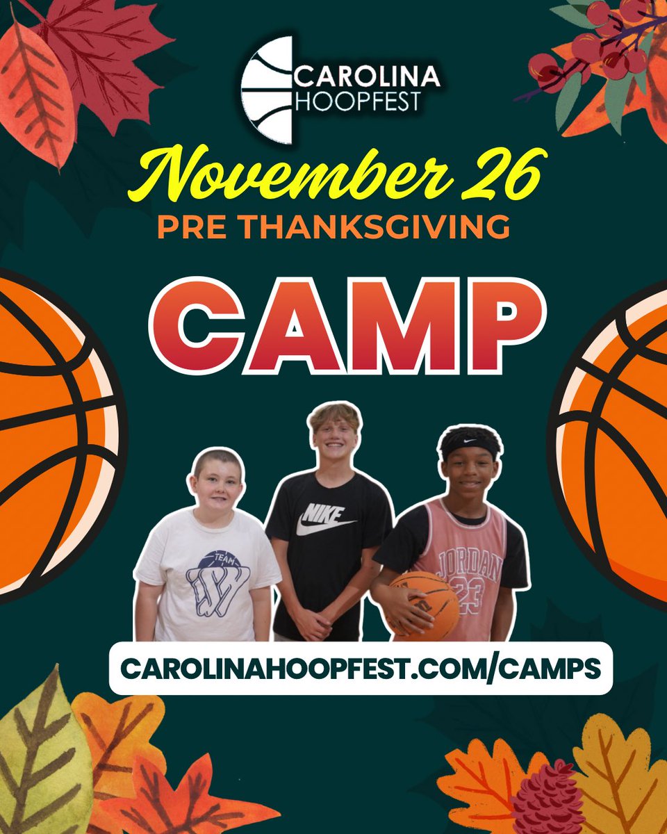 NChoopfest's tweet image. November 26th = Hoopfest CAMP! Sign up at carolinahoopfest.com/camps 🏀
