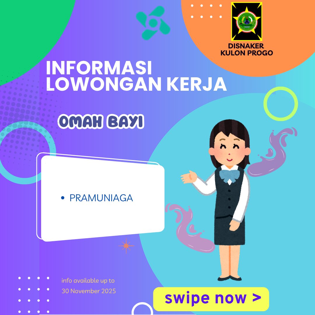 disnakerkp's tweet image. Hai rekan pencari kerja.
Hari ini kami menginfokan lowongan kerja di Omah Bayi untuk posisi :
~ Pramuniaga

Cek kualifikasinya di pengumuman ya

#lowongankerja
#kulonprogo