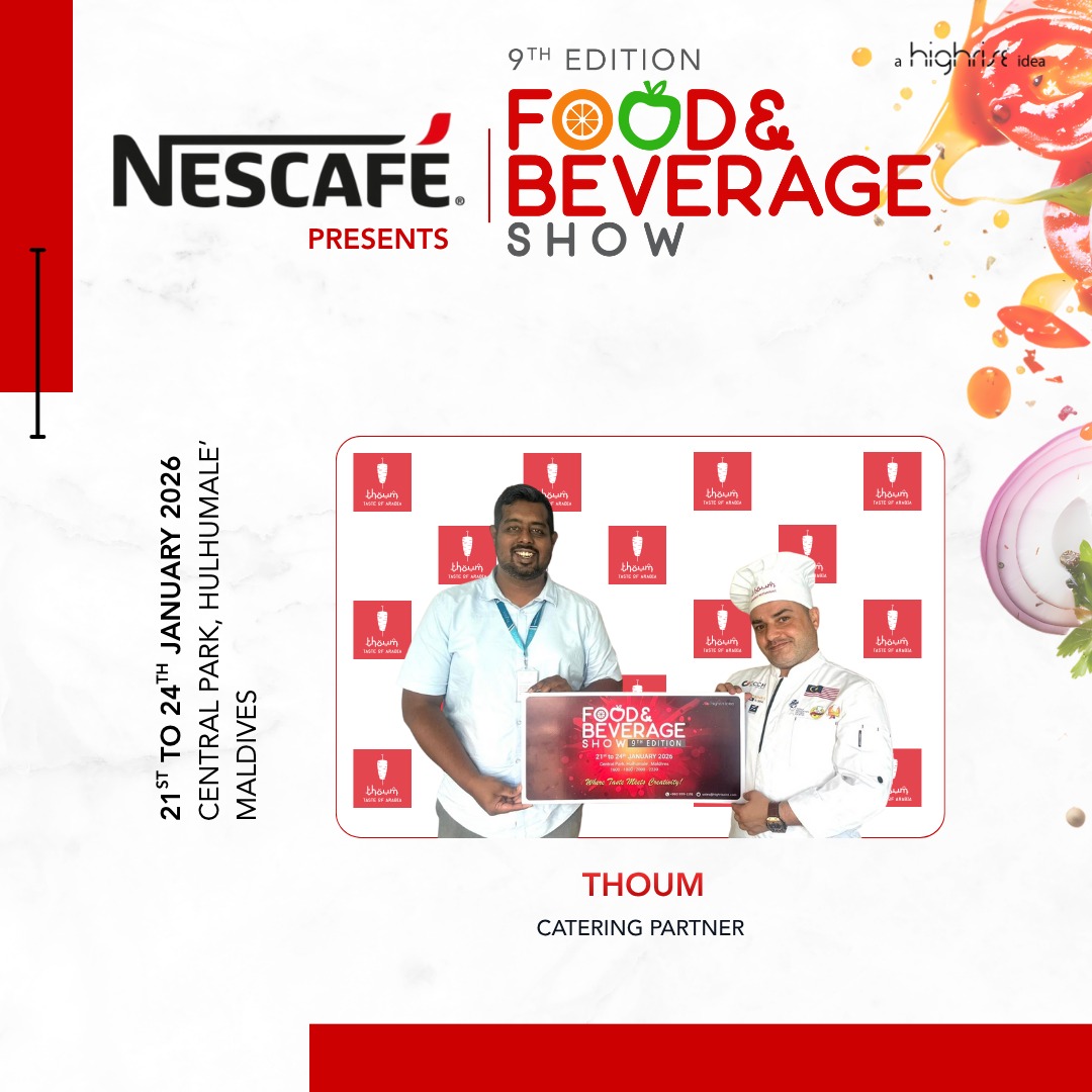 The delectable aroma of Arabic food fills the air as <a href="/ThoumMv/">Thoum Mv 🇲🇻🇵🇸</a> comes onboard as a Catering Partner of the Food &amp; Beverage Show 2026!

Don't miss the 9th edition of Food &amp; Beverage Show:
21st 22nd 23rd and 24th January 2026 at Central Park, Hulhumale'

See you there!!
#food