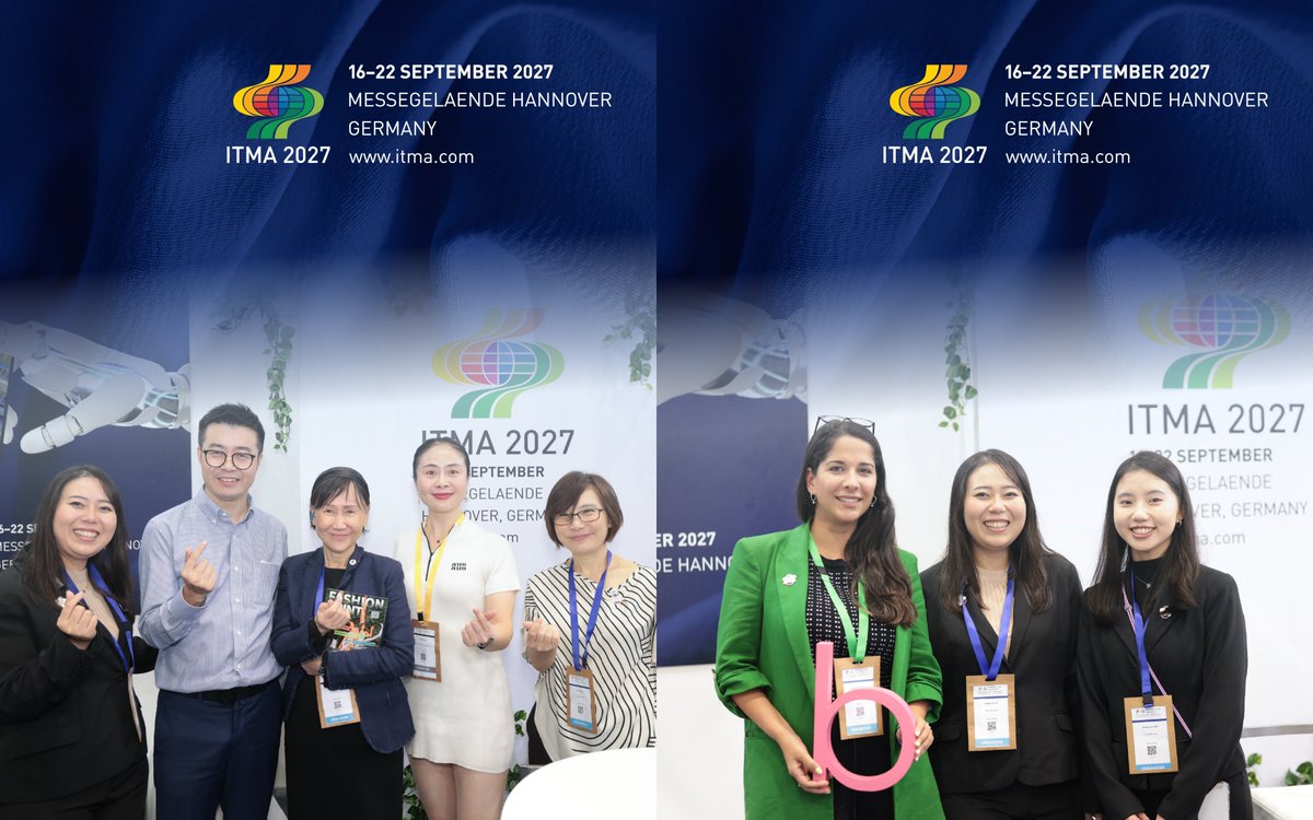 ITMAasiaSG's tweet image. Thank you to all our media partners and industry friends who visited the #ITMA2027 booth at #ITMAasiaCITMEsg2025.  We appreciated the meaningful conversations and strong interest in what is ahead for Hanover. 

Apply for stand space now bit.ly/4i2vrGw

#TextileTechnology