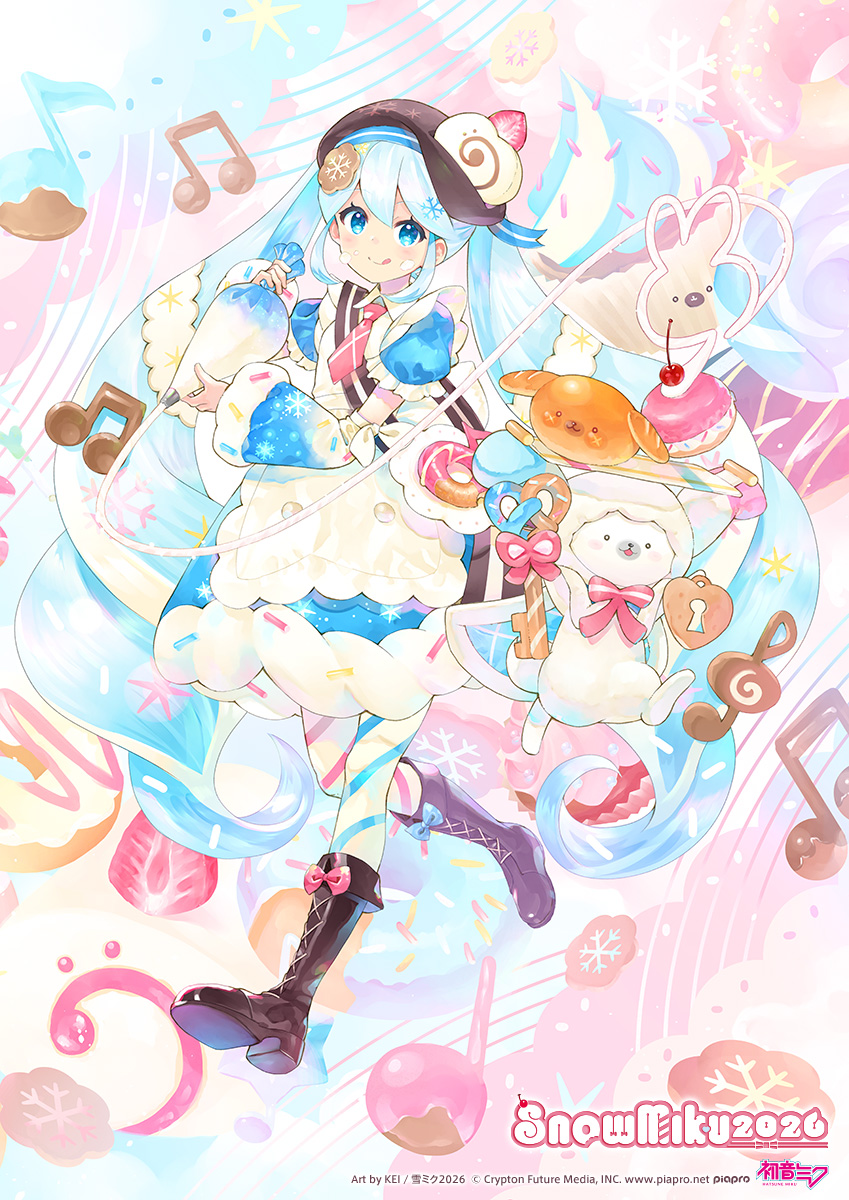 cfm_snowmiku's tweet image. 【SNOW MIKU 2026】
ビジュアル紹介のお時間です❄️

本日はKEIさん（@keigarou ）描き下ろしの雪ミクです🍰✨

お菓子作りをしている雪ミクとラビット・ユキネがとってもキュート❣

#雪ミク #雪ミク2026 #ラビット・ユキネ #初音ミク