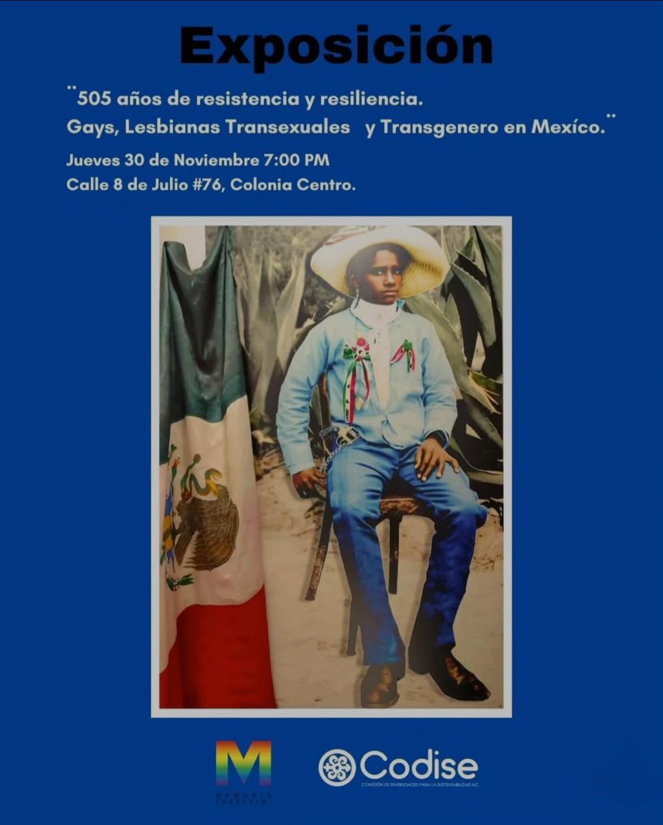 Disfruta en el Museo de la Memoria LGBTQ+ en Guadalajara, Jalisco, México de la exposición: "505 años de resistencia y resilencia" Gays, lesbianas, transexuales y transgéneros en México.
<a href="/CODISE_AC/">CODISE A.C.</a>