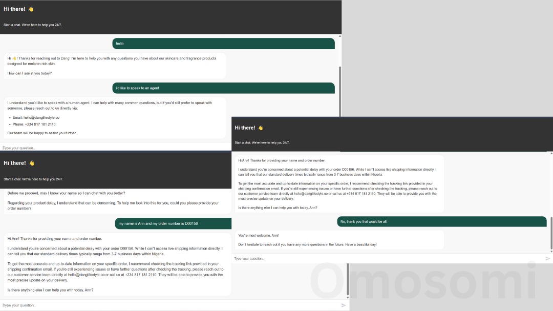 Somi_the_VA's tweet image. On Day 5 of the AI Automation Bootcamp with @AutomationKing0
I solved 24/7 AI customer support for the Nigerian skincare brand, @danglifestyle_ ✨

I built DANG! Care, a RAG AI agent powered by Gemini and a custom @pinecone Vector DB.

#AIautomation