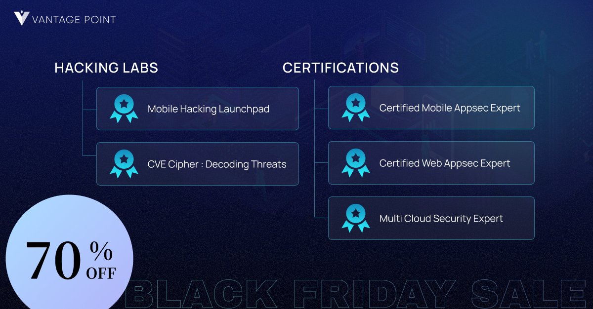 EnciphersLabs's tweet image. For a limited time, get 70% off hands-on hacking labs and exam-based certifications on VantagePoint.

Deploy labs in a click, exploit real-world scenarios, and build real offensive security skills at your own pace.

Perfect if you’ve been meaning to get serious about red teaming…