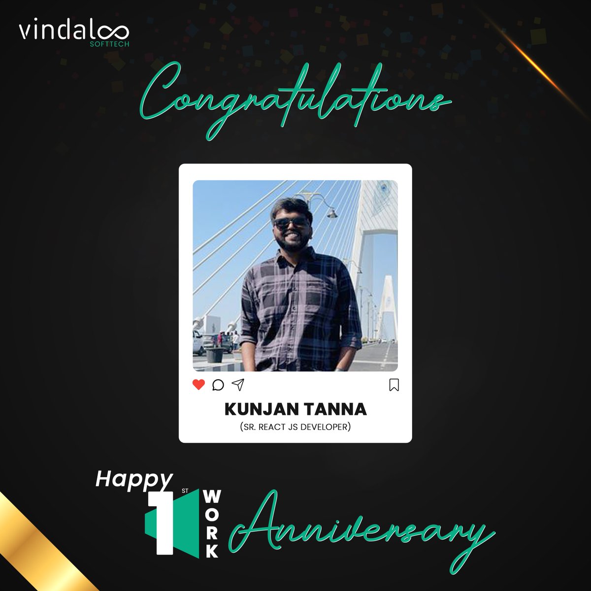 V_softtech's tweet image. Happy 1st Work Anniversary, Kunjan!

In just one year, you’ve become an important part of the Vindaloo family: the kind of teammate everyone loves working with. 

Keep shining, Kunjan. You make work feel a lot more fun!