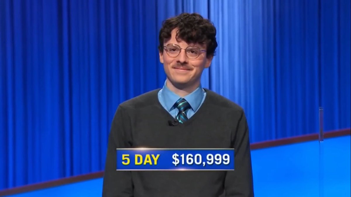 Jeopardy @SPTV With $44,399 (Harrison's highest one-day total & the highest of S42 so far), @Jeopardy! champion Harrison Whitaker clinched his 5th win with a now 5 DAY cash winnings total of