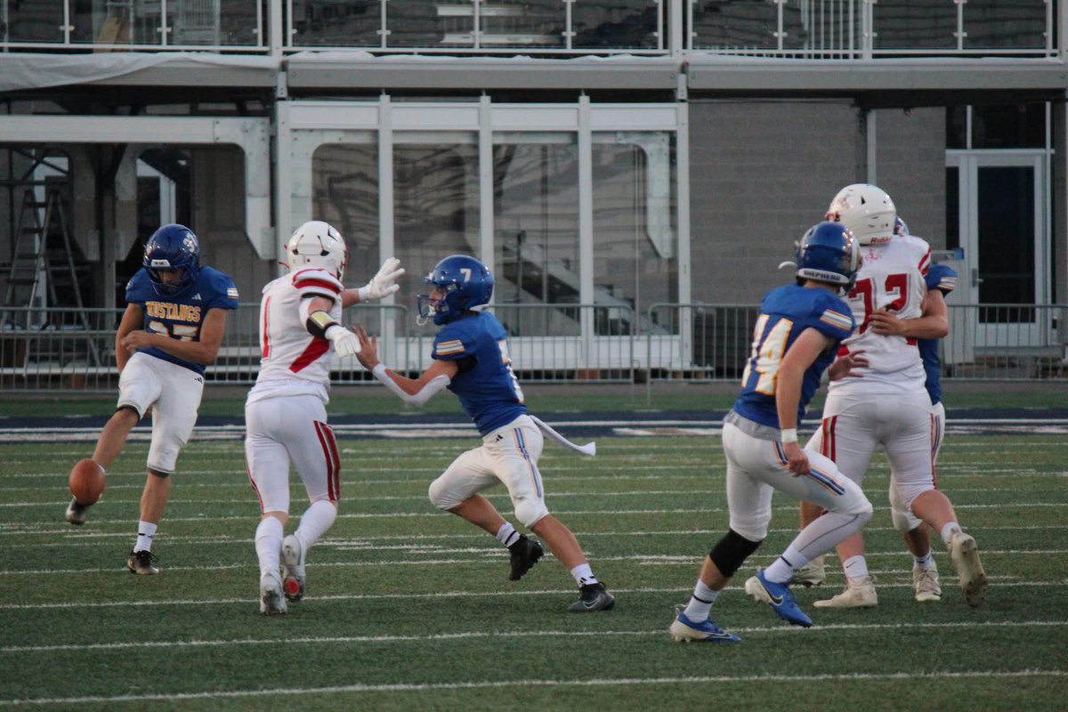 ShepMustangsFB's tweet photo. Congratulations to our 2025 Eastern B All-Conference selections! Way to represent fellas!   
#WeAreShepherd 🏈 

SPECIAL TEAMS
2nd Team All-Conference Kick Return 
Owen Schlotter (Sophomore) 
@Owen_schlotter 

2nd Team All-Conference Punter
Boden Rupe (Sophomore)
@BodenRupe3337 https://t.co/SRuSUTrA0c