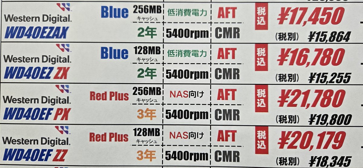 WESTまとめ売り 3F】本日発売🆕 Western DigitalのHDD新商品です 🔵WD Blue 4TB