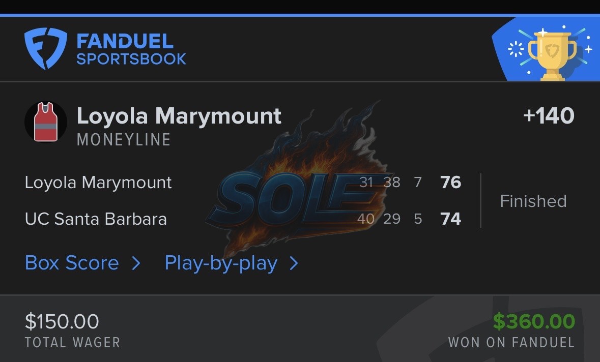 Who doesn’t love an underdog sweat?! What a comeback by LMU!!!

<a href="/SoleSlayer2310/">CookinW/Sole</a>

Save 30% when you sign up today ⬇️

📲 Promo Code: LEVELS

🔗 Sign Up Link: tinyurl.com/CookinWSole

#GamblingX #LevelsPicks