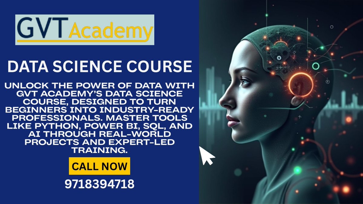 GVTAcademy's tweet image. linkedin.com/posts/gvt-acad…
#DataScienceTraining #DataScienceCourse #LearnDataScience #DataScienceWithPython #MachineLearningCourse #AIandML #BigDataAnalytics #DataScienceCareer #BusinessAnalytics #DataScienceBootcamp #GVTAcademyNoida #NoidaTrainingInstitute #BestInstituteInNoida