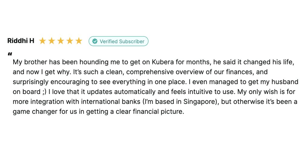 "My brother has been hounding me to get on Kubera for months, he said it changed his life, and now I get why." reviews.io/company-review…