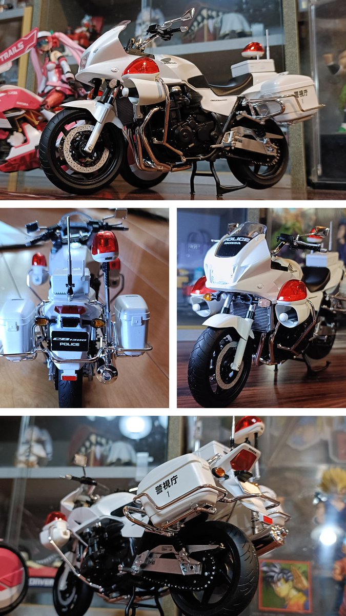 love2tenkyoken's tweet image. 白バイのプラモやっと出来た(作り始めは3年前)🤣
色々と反省点も多かったけど、久々のスケールモデル楽しゅうございました👍

#CB1300P
#完成即引き渡し
#各種ホース類は老眼と組み間違いの為取り付けを諦めました 😂