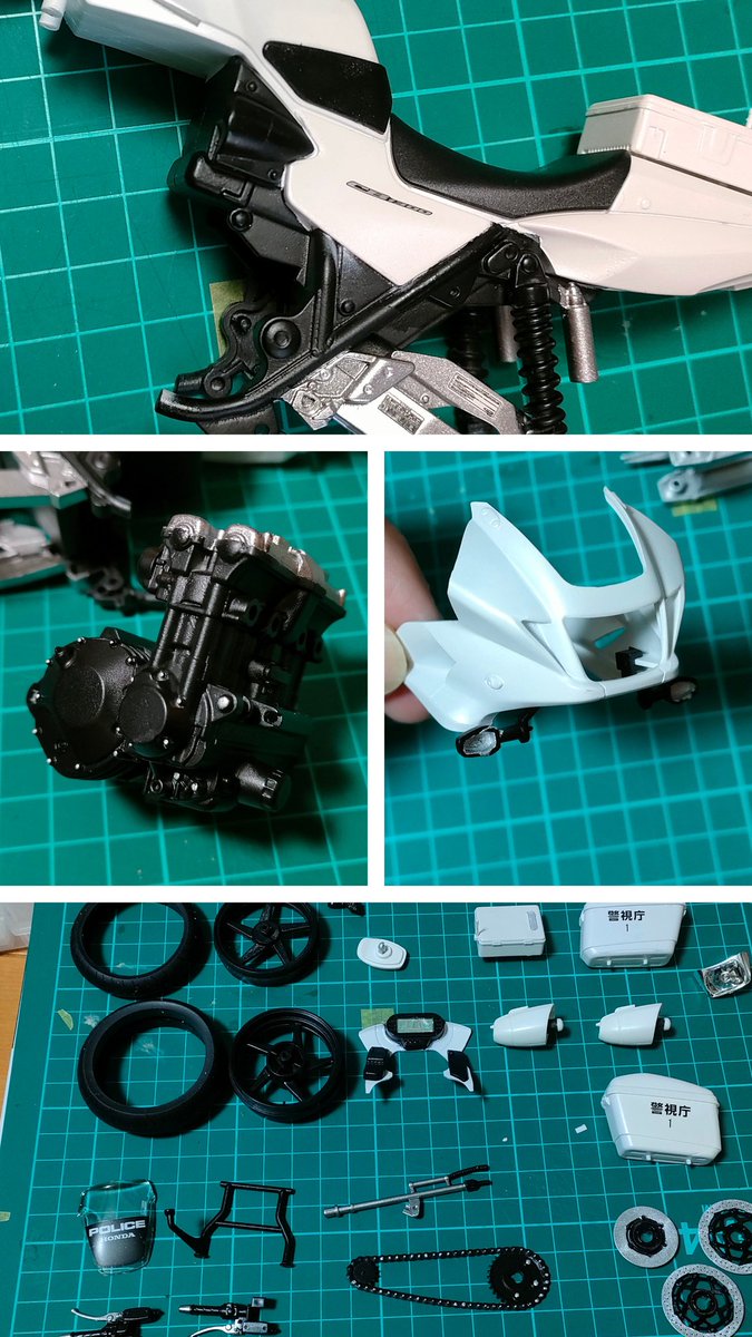 love2tenkyoken's tweet image. 白バイのプラモやっと出来た(作り始めは3年前)🤣
色々と反省点も多かったけど、久々のスケールモデル楽しゅうございました👍

#CB1300P
#完成即引き渡し
#各種ホース類は老眼と組み間違いの為取り付けを諦めました 😂