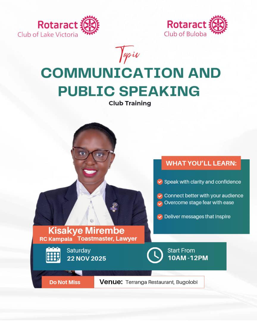 RctBuloba's tweet image. Finally we get to meet! 

Excited to join @rctlakevictoria for this Communication and Public Speaking Training.

Join us for tips on 
   1. speaking with clarity, 
   2. connecting with audiences,
   3. overcoming stage fear, and 
   4. delivering inspiring messages. 

#Rotaract