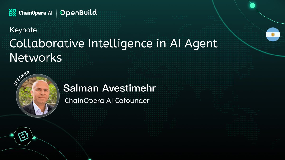 OpenBuildxyz's tweet image. We’re thrilled to have Salman @avestime, Co-founder of @ChainOpera_AI sharing insights on the collaborative Intelligence in AI Agent Networks at @EFDevcon 🇦🇷

🗓 Nov 20 | 14:00–17:00 Local Time 
📍 Cultural Vivo 
🔗 RSVP: luma.com/iin2m6t6

Don’t miss it! 🚀