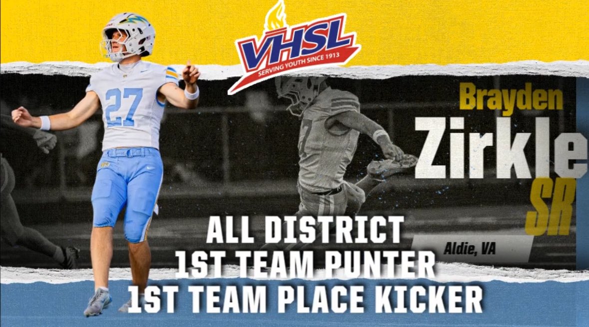 Blessed to receive 1st Team All-District Punter and Kicker! Thank you to <a href="/CoachEavensonJr/">Coach Bobby Eavenson Jr</a> for believing in me, nominating me, and supporting me for the past four years at <a href="/LightridgeFB/">Lightridge Football</a>. I wouldn’t be here without you! I’m grateful for our entire coaching staff, and for our