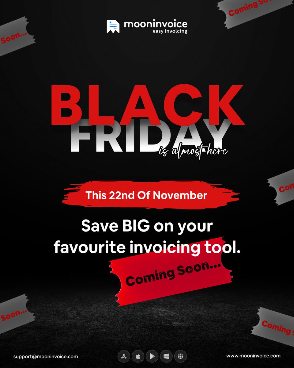 mooninvoice's tweet photo. Brace yourself. Something massive is on its way.
This Black Friday, your invoices aren’t the only thing getting lighter, your bills are too. 😉

Smart billing. Bigger savings. Coming soon.

#BlackFriday2025 #BlackFridayDeals #BlackFridaySale #BF2025 #MoonInvoice #SmartBilling https://t.co/a7WZ00aYnY