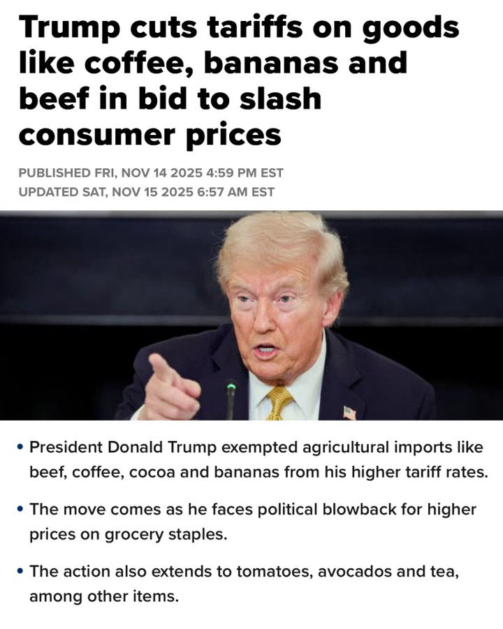 wtpBLUE's tweet image. #Authoritarianism  #TrumpIsUnfitForOffice  #wtpBLUE   WE THE PEOPLE   wtp2928
 
Trump says he doesn’t “want to hear about affordability.”  TOUGH!  We all do!
 
Supposedly, tariffs would not raise food prices except, of course, they did and Trump has been forced to lower some of…