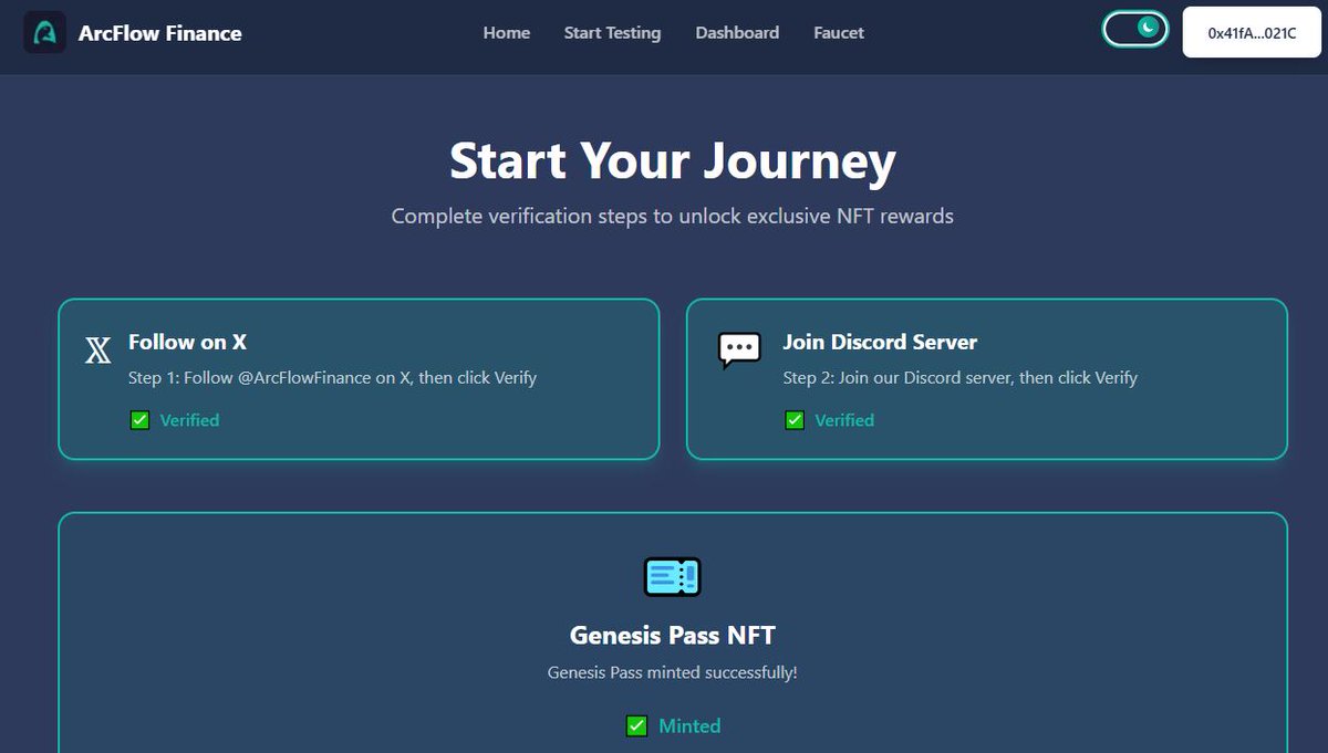 Gazo1977SIMON's tweet image. ✅Done. Just became an @ArcFlowFinance
 NFT holder!
Holding this feels like owning early access to what Arc L1 @arc  and DeFi 2.0 will become.
The beginning of something huge.
Who else grabbed one? Excited to discuss the roadmap together! 

#ArcFlow #ArcChain