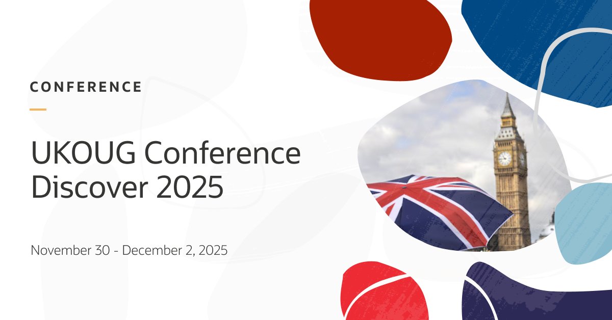 OracleAPEX's tweet image. 🗓️ Mark the agenda: November 30 to December 2, 2025, in Birmingham.

We are excited to meet you at UKOUG DISCOVER 2025 — the annual meeting of the Oracle community in the United Kingdom and Ireland!

social.ora.cl/60147eheY

#orclAPEX #LowCode
