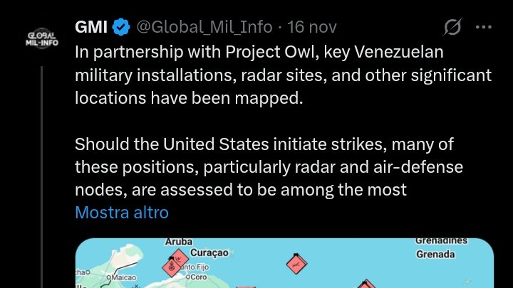 Grazie anche ai servi digitali, mappano i siti strategici da distruggere. Il braccio dell'impero del male con la bava alla bocca si prepara al banchetto per accaparrarsi l'olio venezuelano.