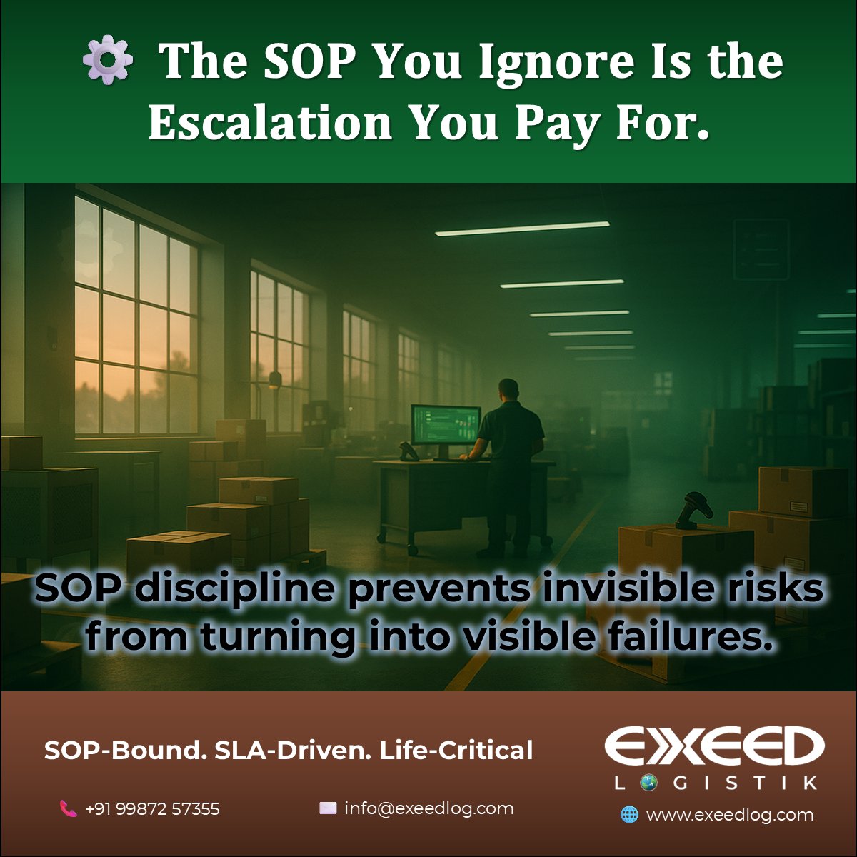 ExeedLogistik's tweet image. ⚙️ 𝐓𝐡𝐞 𝐒𝐎𝐏 𝐘𝐨𝐮 𝐈𝐠𝐧𝐨𝐫𝐞 = 𝐓𝐡𝐞 𝐄𝐬𝐜𝐚𝐥𝐚𝐭𝐢𝐨𝐧 𝐘𝐨𝐮 𝐏𝐚𝐲.

In logistics, risk does not start on the road, it starts in the process.

SOPs are not paperwork. They are risk insurance.
Protect process → prevent escalation.

#SLADriven #ProcessExcellence