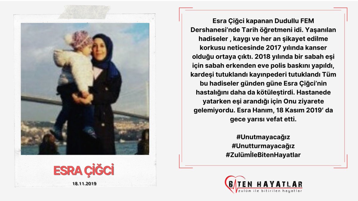ESRA ÇİĞCİ

#Unutmayacağız
#Unutturmayacağız
#ZulümİleBitenHayatlar
bitenhayatlar.com
