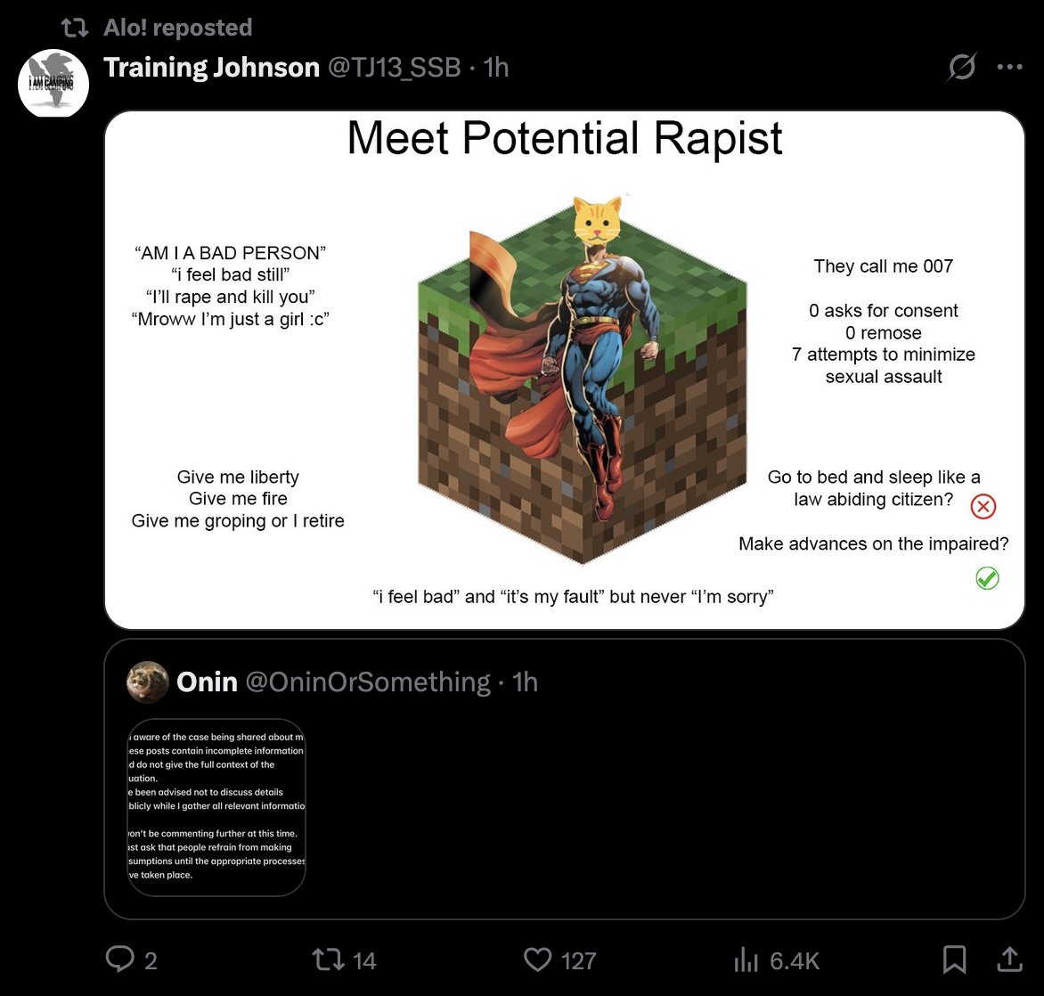 this shit is vile it is unreal how people see a victim coming out and immediately use it as an opportunity to go on a revenge tour and make it about themselves

and "I KNEW they were creepy all along" is REALLY not the own you think it is