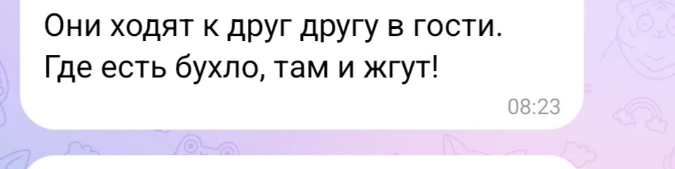 Теперь этот сосед - эксперт по местным алкашам в домовом чате. Когда кто-нибудь пишет про алкашей, то он поясняет почему так.