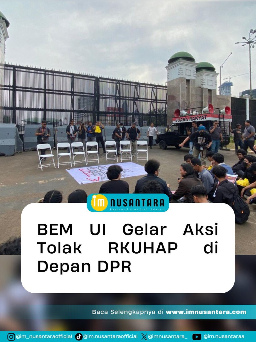 imnusantara_'s tweet image. BEM UI turun ke depan Gedung DPR untuk menyuarakan penolakan RKUHAP karena dinilai punya pasal-pasal yang bisa mengancam privasi dan hak warga. Mereka mendesak pemerintah meninjau ulang sebelum aturan itu disahkan.

Selengkapnya: imnusantara.com

#im_nusantara #bemui