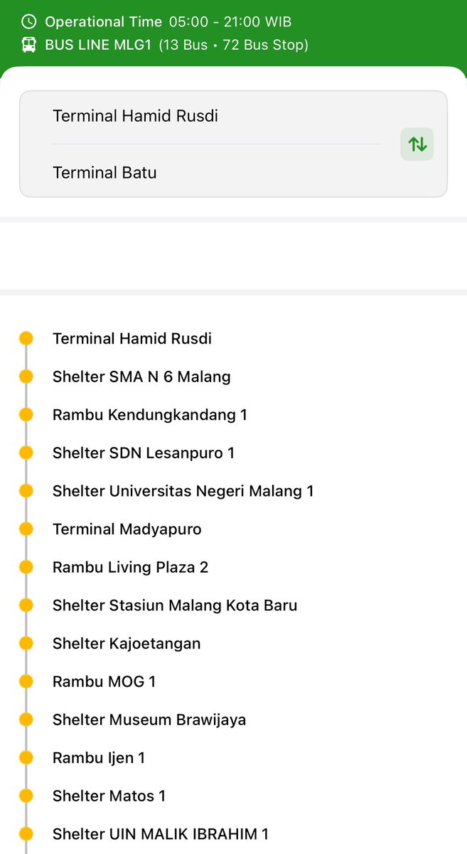 infomalang's tweet image. Daftar shelter/halte pemberhentian bus Trans Jatim Malang - Batu