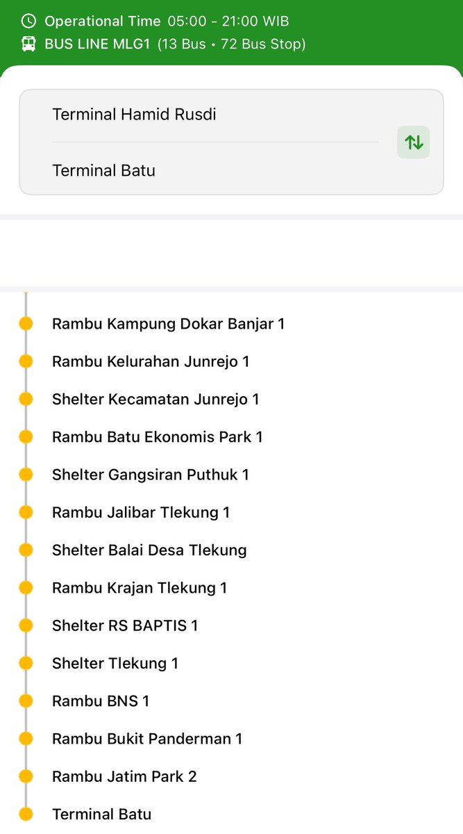 infomalang's tweet image. Daftar shelter/halte pemberhentian bus Trans Jatim Malang - Batu