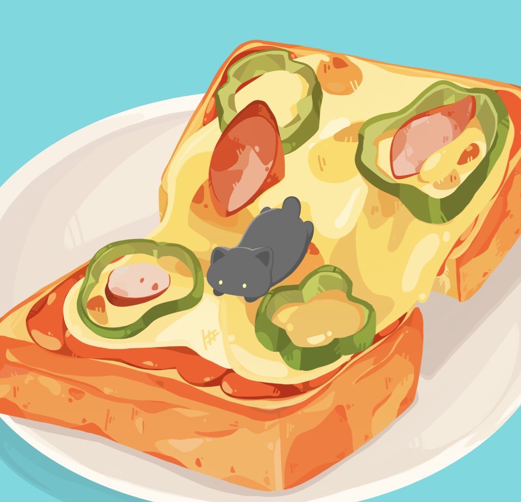 michinokusa_umi's tweet photo. ピザトースト🍕🐈‍⬛
#イラスト #食べ物イラスト #ピザトースト 
#絵描きさんと繋がりたい #illustration 
#イラスト好きな人と繋がりたい #ねこ #猫 https://t.co/e22diwqiHM
