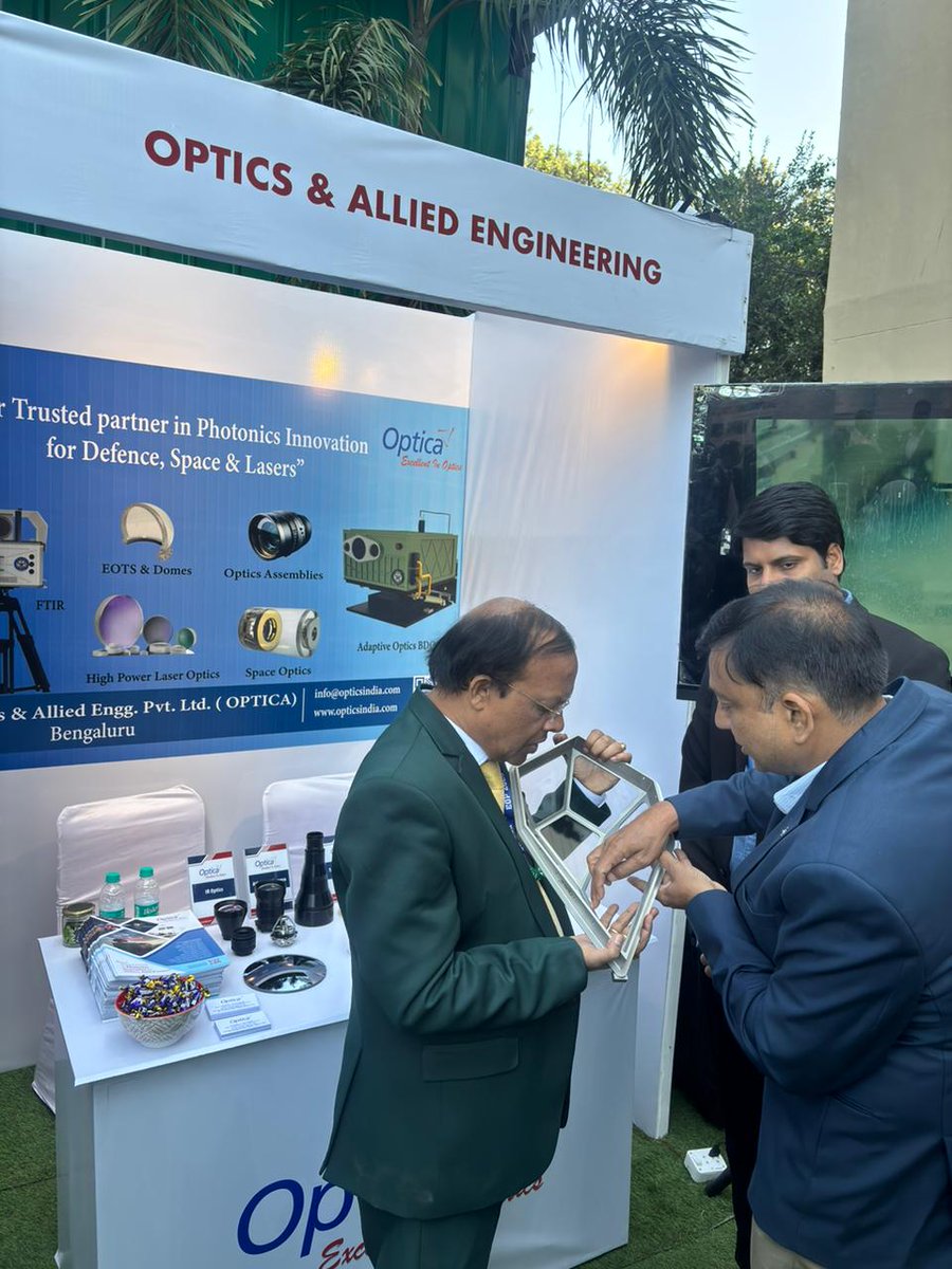 Honoured to host DRDO leaders at EOP 2025 as they explored Optica’s innovations in photonics, high-power laser optics, and defence technologies. Their encouragement strengthens our commitment to advancing Aatmanirbhar optical solutions for the nation.  #optica #EOP2025
