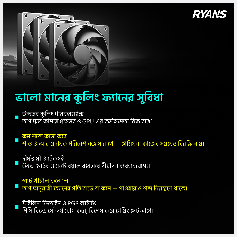 RyansComputers's tweet image. ❄️ ভালো মানের কুলিং ফ্যান — পিসিকে রাখে ঠান্ডা ও দ্রুত!

আপনার পিসি কি গরম হয়ে কাজ ধীর করে দেয়? তাহলে ভালো মানের কুলিং ফ্যানই হতে পারে সেরা সমাধান। চলুন জেনে নেই এর সুবিধাগুলো।

#RyansComputers #CoolingFan #PCBuild #TechTips