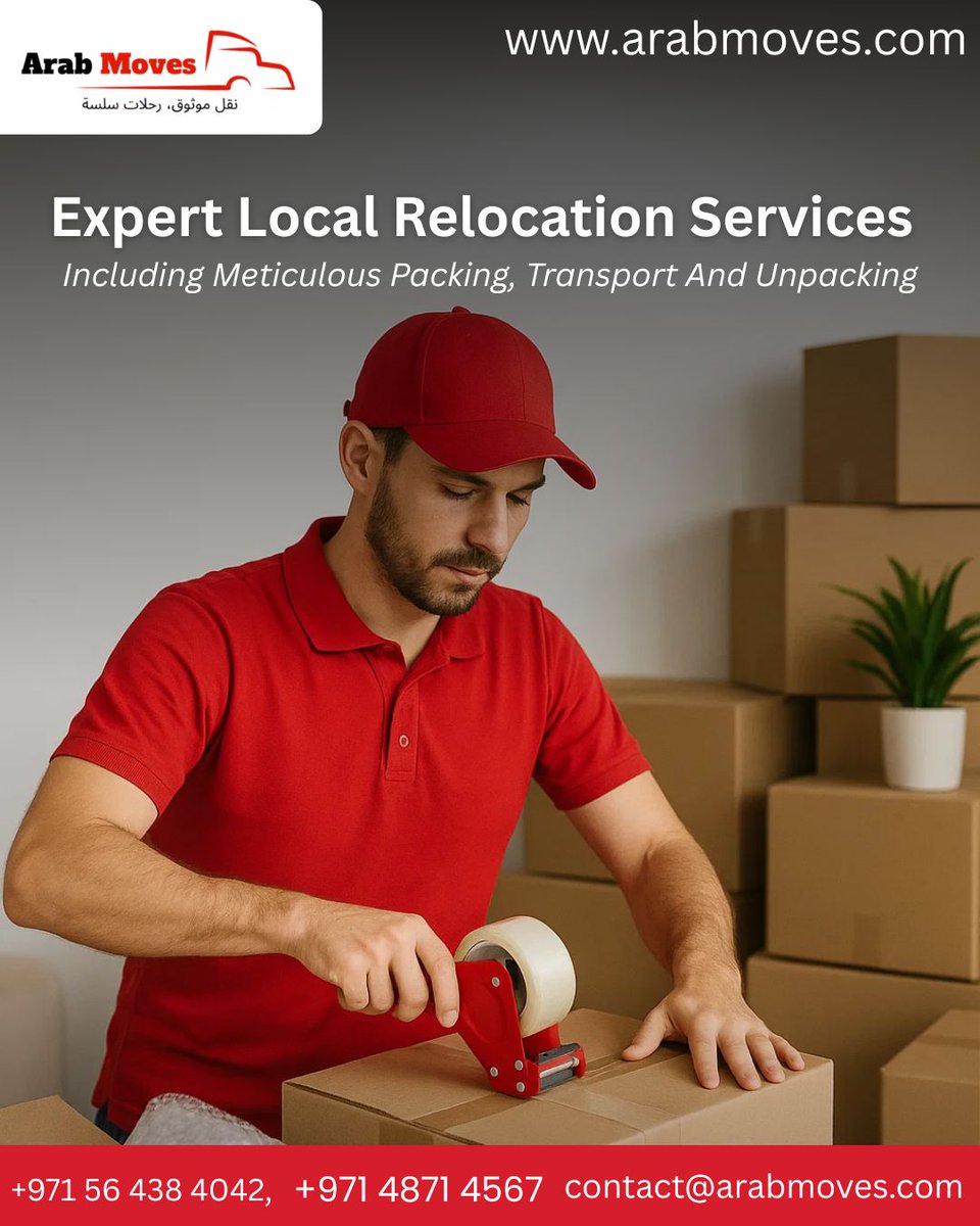 arabmovesuae's tweet image. Experience effortless moving with our expert local relocation services. From meticulous packing to secure transport and smooth unpacking, we ensure your move is stress-free and efficient.

+971 4871 4567
arabmoves.com

#LocalMovers #RelocationExperts #PackingAndMoving