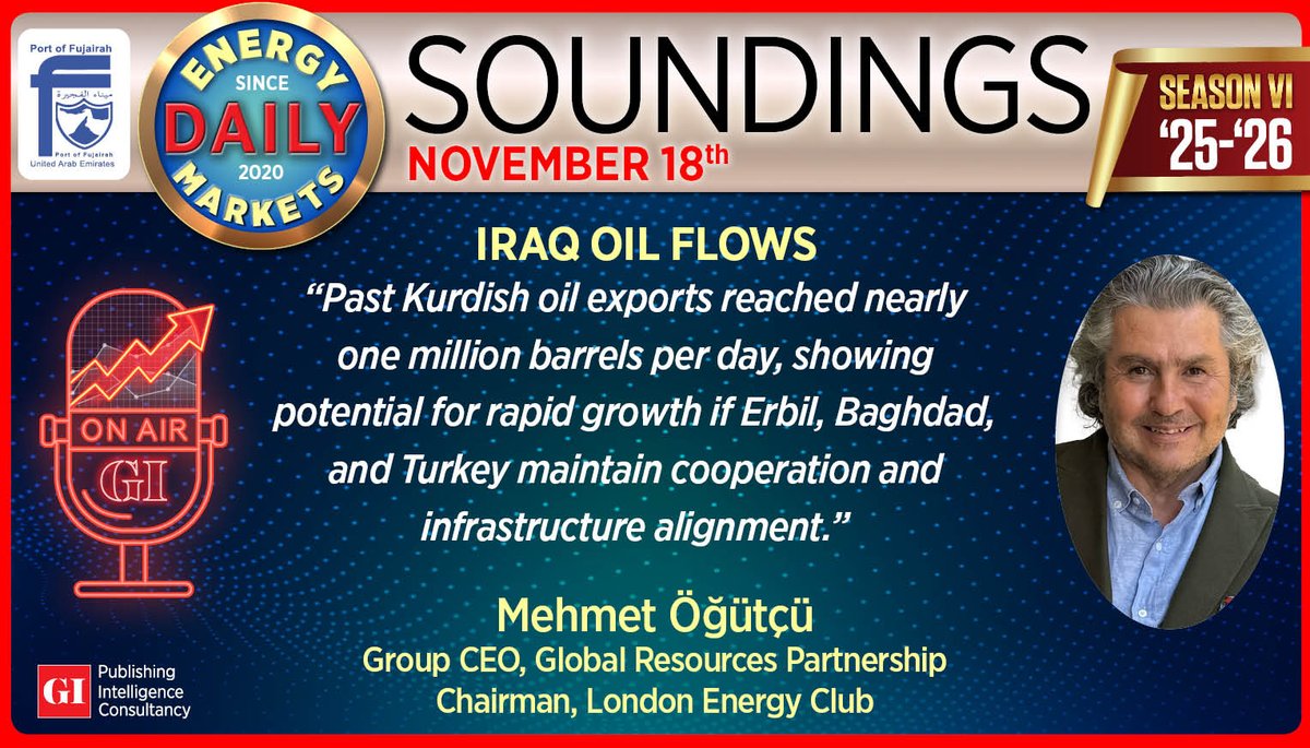 How significant are Kurdistan’s resumed oil exports, and could they disrupt markets?
Click here to access full podcast: lnkd.in/djgtuyDe

<a href="/1962ogutcu/">Mehmet Ogutcu</a> #IRAQ #OOTT