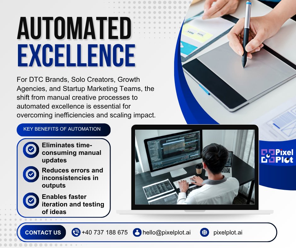 PixelPlotAi's tweet image. Manual updates holding your brand back? Unlock automated excellence with PixelPlot.ai—automate busywork, reduce errors, &amp;amp; launch campaigns faster. What task would you automate?👇 Save time, create more. #PixelPlotAI #WorkSmarter #AIforBusiness