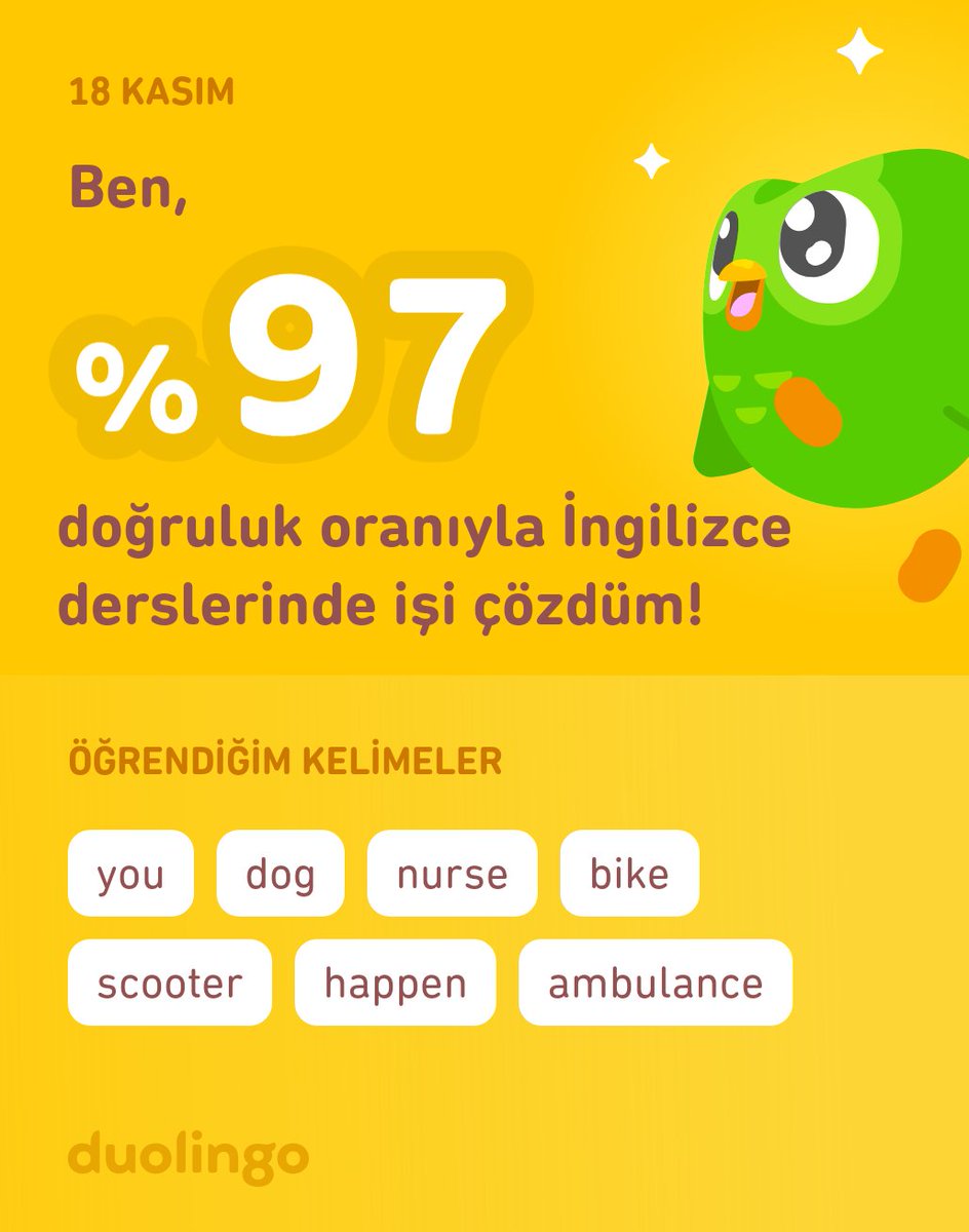Duolingo'da İngilizce öğreniyorum! Duolingo hem etkili hem eğlenceli hem de ücretsiz.