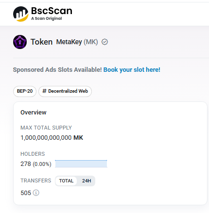 MetaKeySwap's tweet image. 278 holders🔥
What does this mean?
MK will continue to grow and its price will continue to rise!🚀