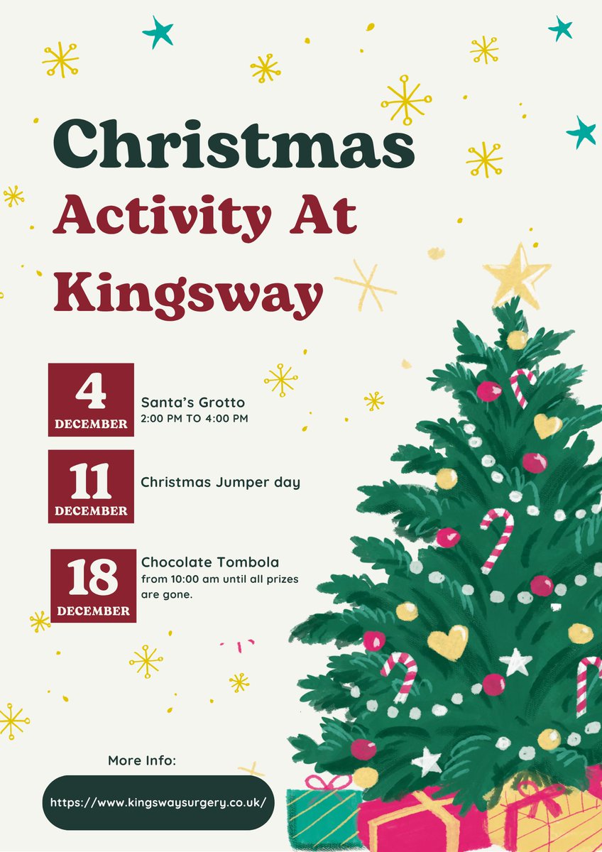 This December, we'll be participating and running various events for charity. Please see the poster below to find out what events are happening during December at Kingsway: