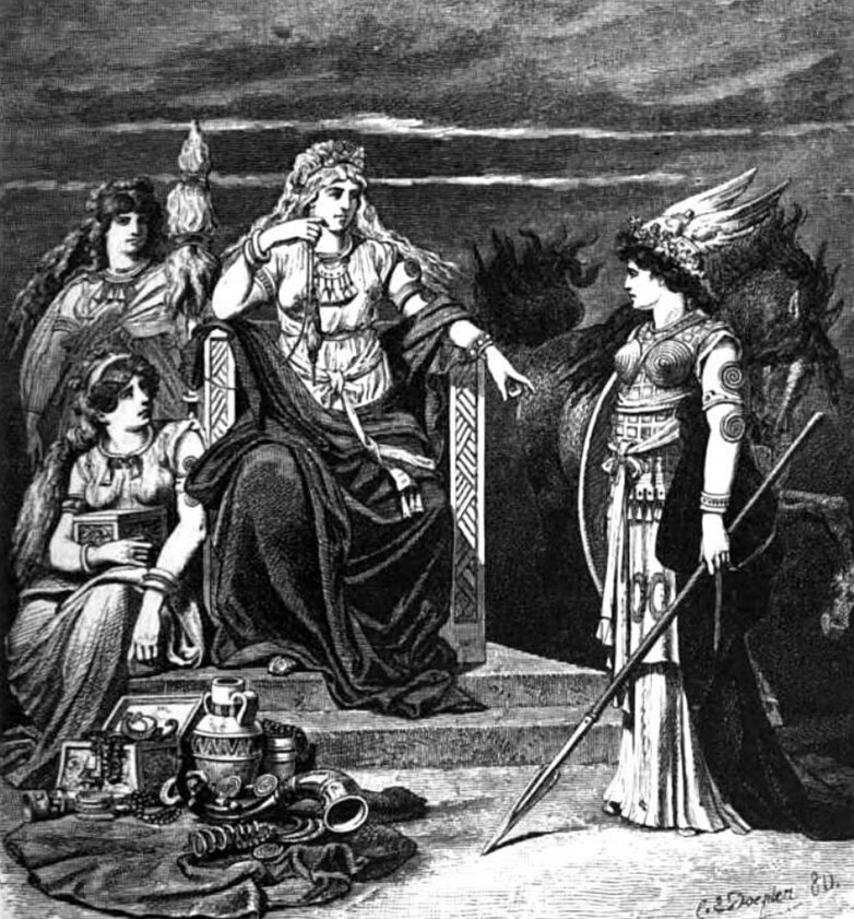 bthomasa's tweet image. In Norse mythology, Odin&apos;s wife is Frigg, goddess of queens, marriage, mothers, and wisdom. She is at least as cunning as her husband, though is quieter about what she knows. Anytime Frigg gets into a competition with Odin, she is able to win through trickery.
#FairyTaleTuesday