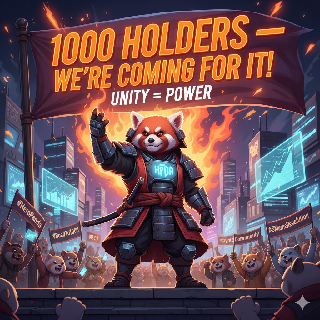1000 HOLDERS — WE’RE COMING FOR IT! 🐼🔥
HeroPanda is growing fast, the community is getting louder, and the momentum is unstoppable.
Let’s push together and hit our next milestone: 1,000 strong holders!
Every share, every buy, every support counts. Unity = Power.
#HeroPanda