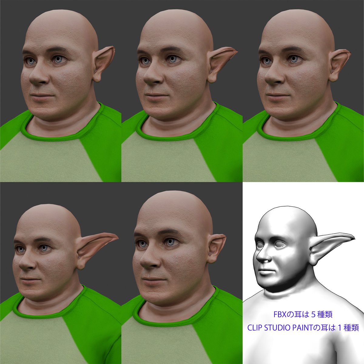 huwawawataame's tweet image. リアルな中年男性エルフの販売をしております。発売記念特価で先着一名様が1000円で購入することが出来ます。耳が5種類あります。

huwa2wataame.booth.pm/items/7661253

#クリスタ　#FBX