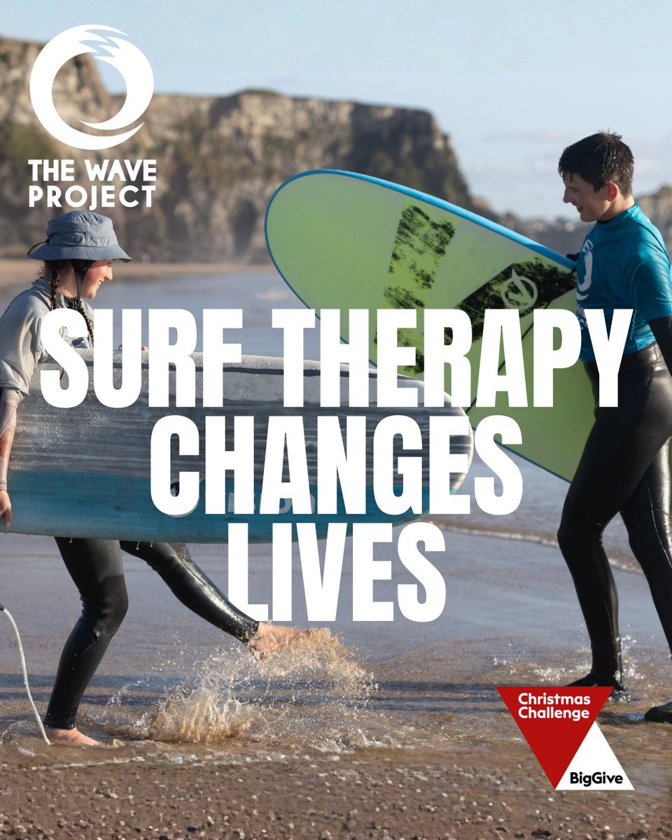 WaveProject's tweet photo. Independent research shows that after taking part in #SurfTherapy:
🌊 70% of young people feel more resilient
🌊 70% gain confidence
🌊 66% feel calmer

Together, we can help young people heal, connect &amp; thrive by doubling your donation through @BigGive 👉 https://t.co/qimSuGv54a https://t.co/ppHPl10Y0g