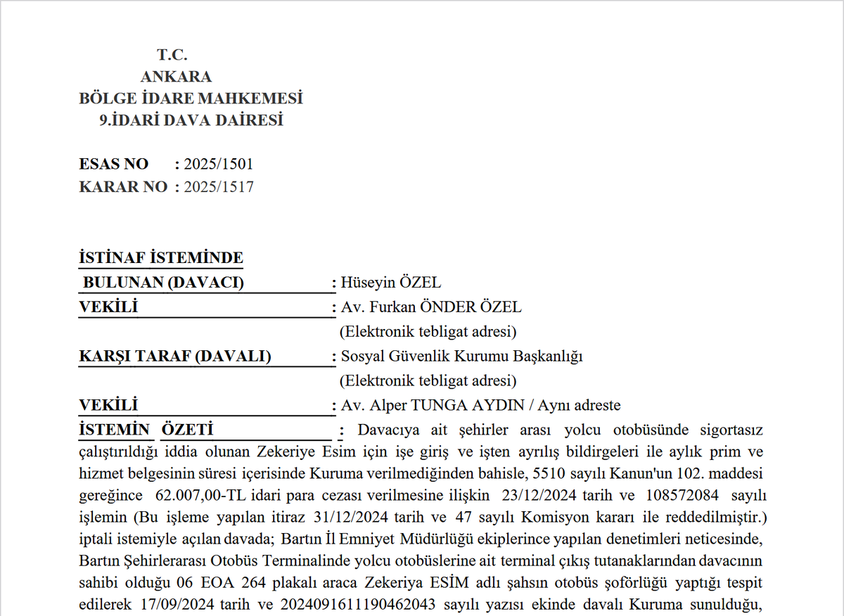 MarsHukuk's tweet photo. Kararda özetle ; SGK'nın idari para cezası uygularken sadece özel veya kamu kurumları tarafından tutulan tutanaklarla yetinmesinin hukuka aykırı olduğunu, SGK'nın detaylı araştırma yaparak karar vermesi gerektiği belirtilmiştir. https://t.co/jDZLLoJ7Fb